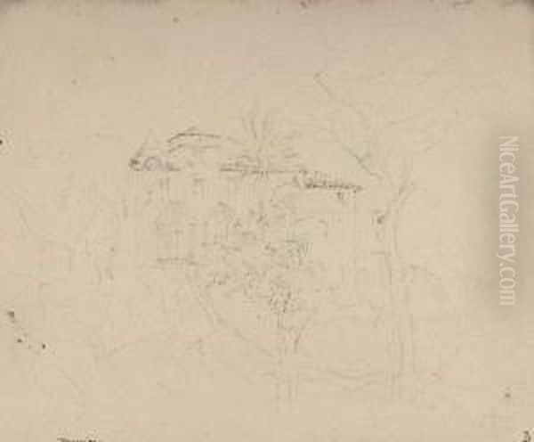 Studie Aus Terracina Sudlich Von Rom. 1815-1817 Oil Painting by Friedrich Salathe