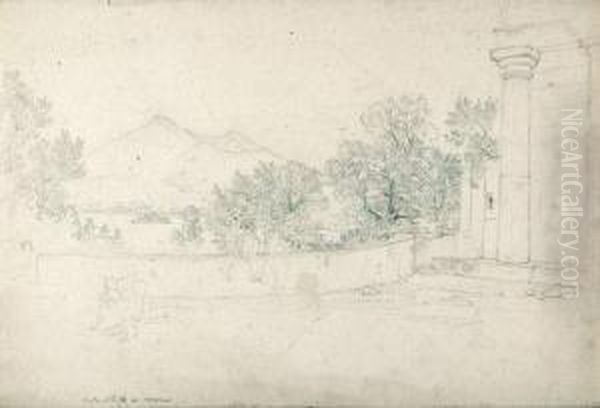 Der Vesuv Von Castellamare Di Stabia Aus Gesehen. Oil Painting by Friedrich Salathe