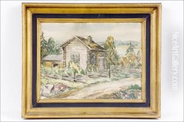 Metsamokki - Skogsstuga. Oil Painting by Tyko Sallinen