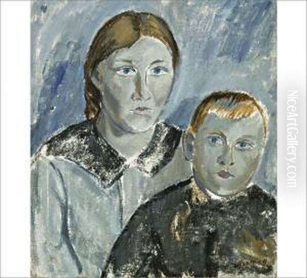 Siblings Oil Painting by Tyko Sallinen