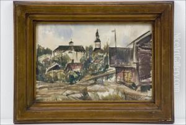 Nurmijarven Kirkko - Nurmijarvis Kyrka. Oil Painting by Tyko Sallinen