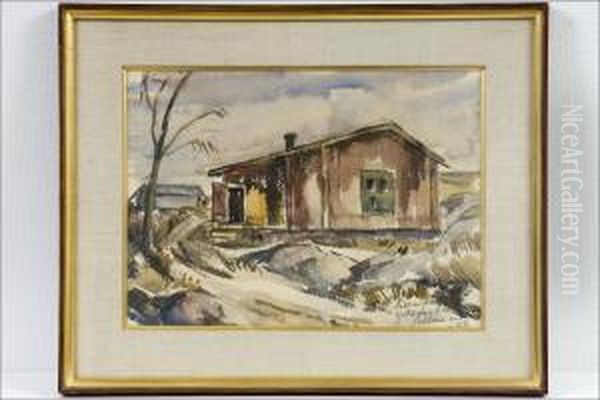 Sillanpaan Synnyinkoti - Sillanpaas Fodelsehem. Oil Painting by Tyko Sallinen