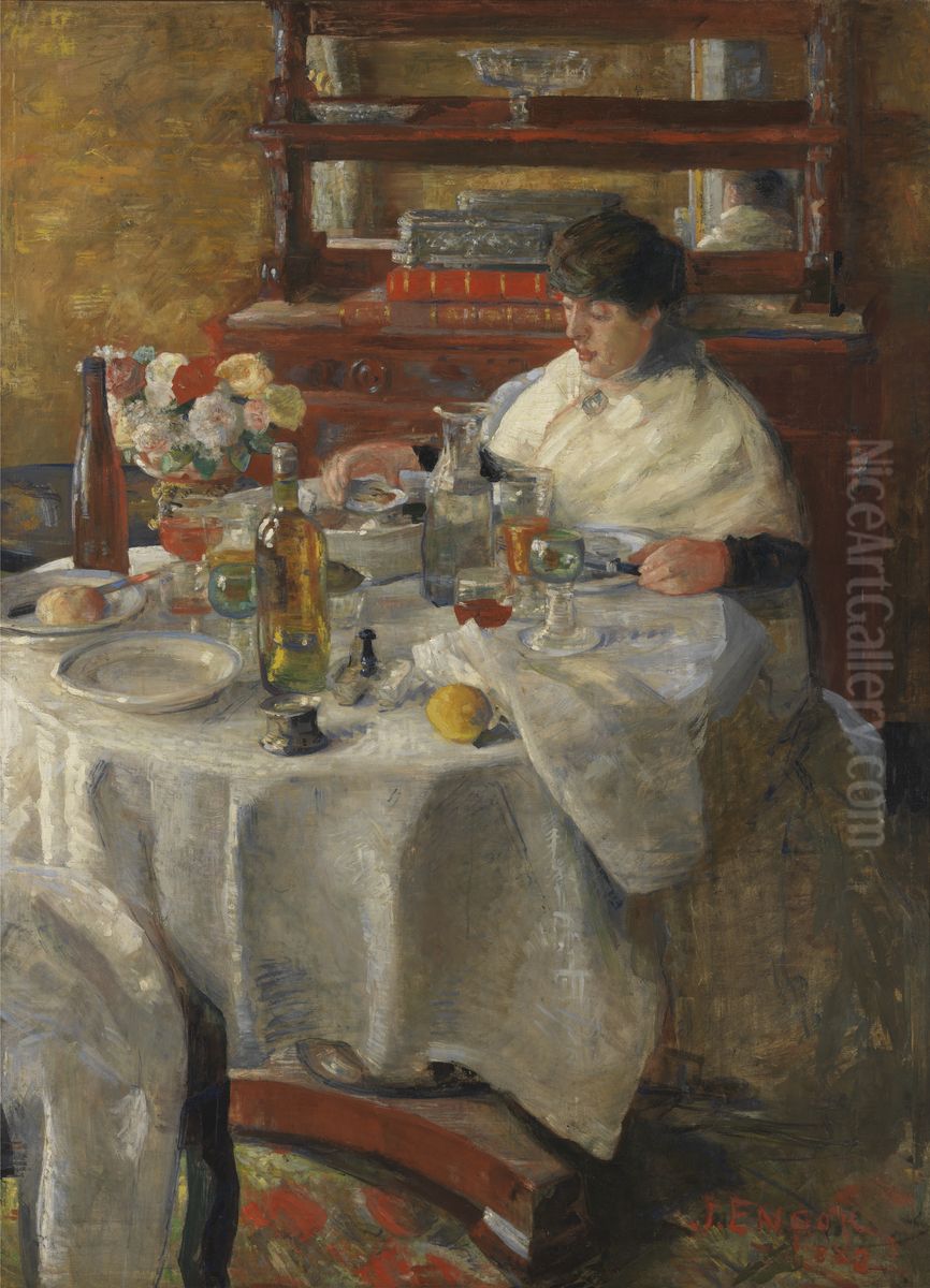 The Oyster Eater Oil Painting by James Ensor