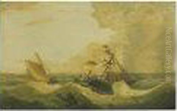 Signed With The Artist's Initials, R.s., L.r. Oil Painting by Robert Salmon