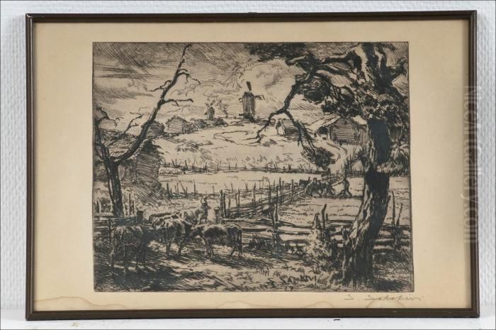 Maaseutuelamaa - Lantliv Oil Painting by Santeri Salokivi