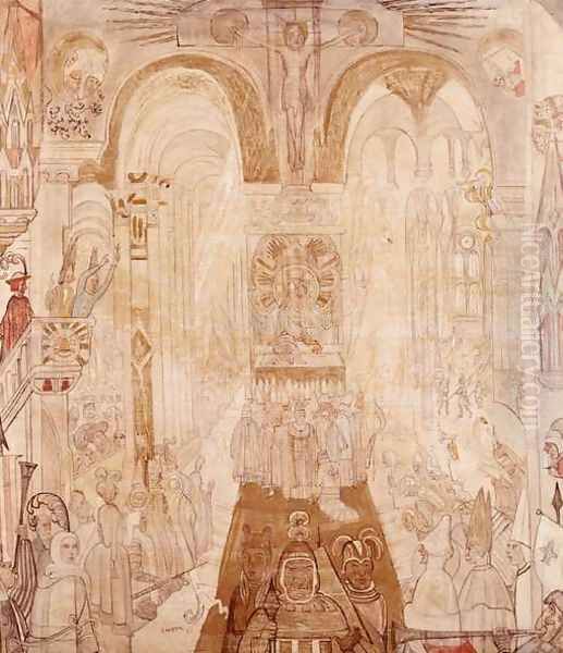 Symbolic Composition, 1893 Oil Painting by James Ensor