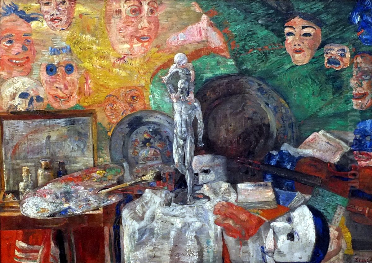 Still Life in the Studio Oil Painting by James Ensor