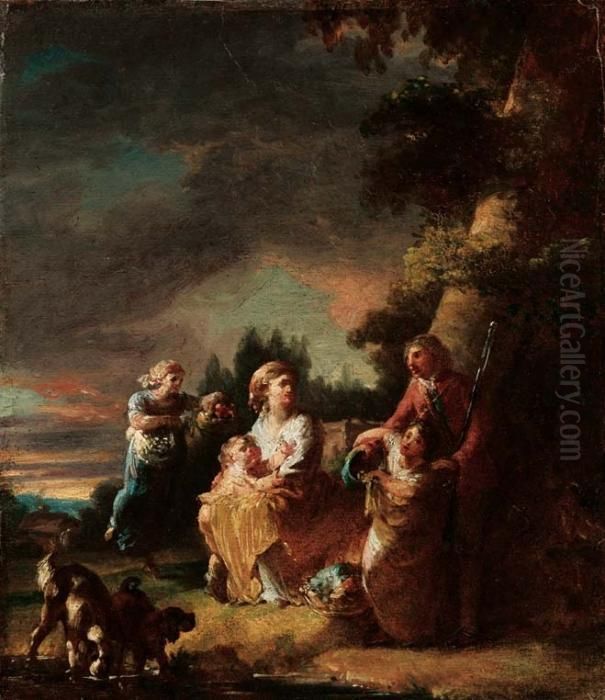 Ritorno Dalla Caccia Oil Painting by Mariano Salvador Maella