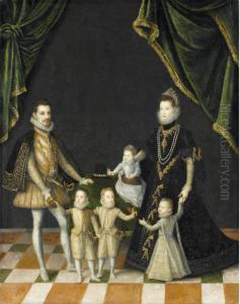 Group Portrait Of The Family Of 
Carlo Emanuele, Duke Of Savoy (1562 - 1630) And Dona Catalina Micaela, 
Infanta Of Spain, Archduchess Of Austria (1567 - 1597) With Their 
Children Filippo Emanuele (1586 - 1605), Vittorio Amedeo (1587 - 1637), 
Filibe Oil Painting by Alonso Sanchez Coello