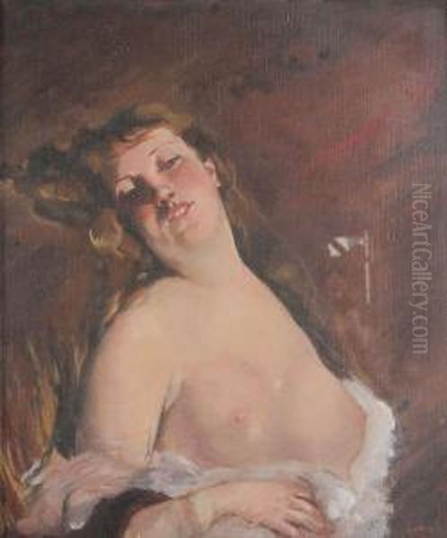Halfnaakte Dame Oil Painting by George (nee Dupin) Sand