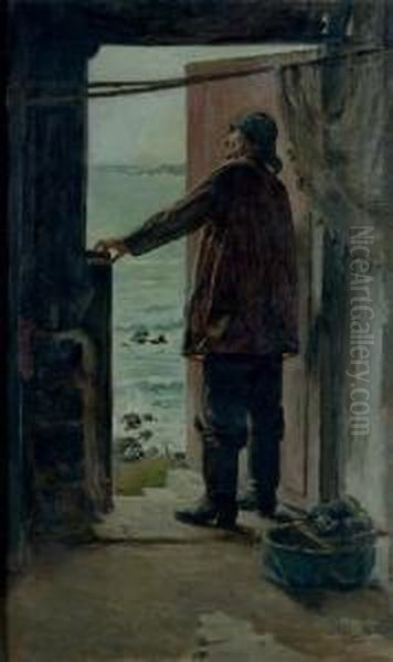 An Old Fisherman Oil Painting by Marceliano Santa Maria Sedano