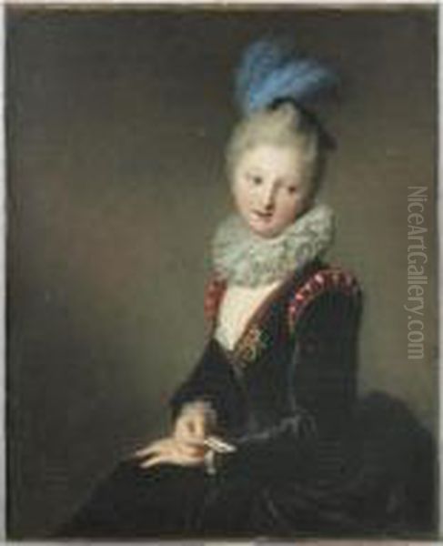 La Jeune Femme Au Billet Doux Ou
 Portrait Presume De Mademoiselle Christine-antoinette-charlotte 
Desmares Oil Painting by Jean-Baptiste Santerre