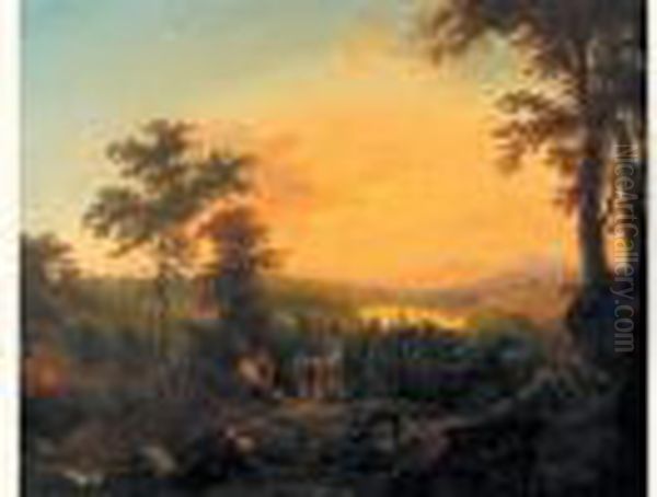 Des Bergers Se Disputent Le Prix De La Flute Oil Painting by Louise-Josephine Sarazin de Belmont