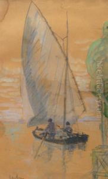 By Boat In The Delta Oil Painting by Gheorghe Sarbu