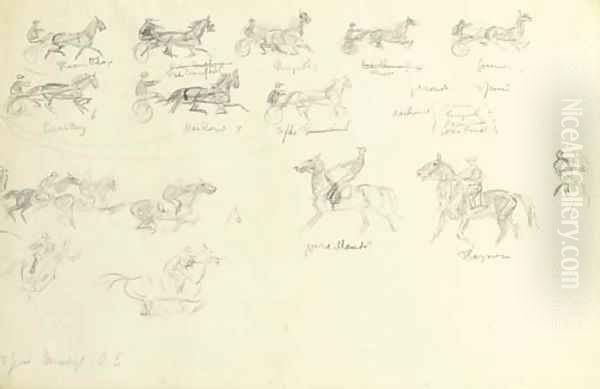 Studies of horses in motion Oil Painting by Otto Eerelman