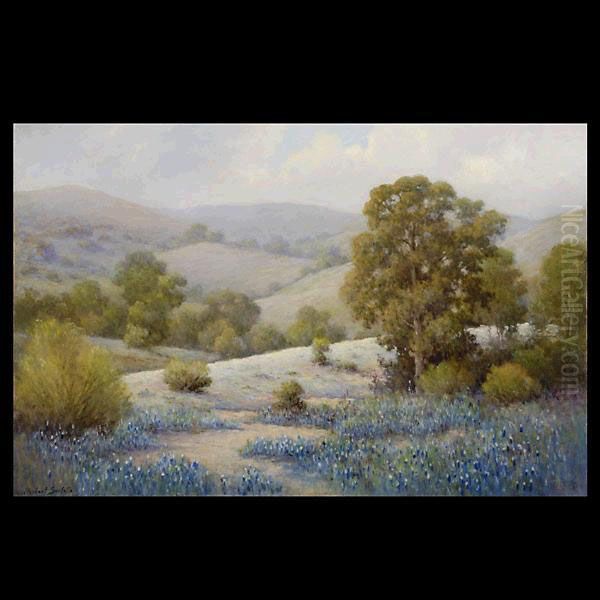 Sartelle.californian . Blooming 
Lupin California Landscape. Oilon Canvas. 24 X 36 Inches. Signed Lower 
Right: Sartelle Oil Painting by Herbert Sartelle