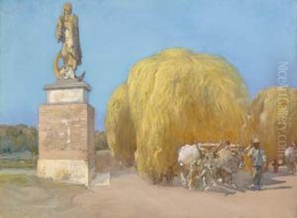 Ponte Milvio Visto Dalla Flaminia Oil Painting by Giulio Artistide Sartorio