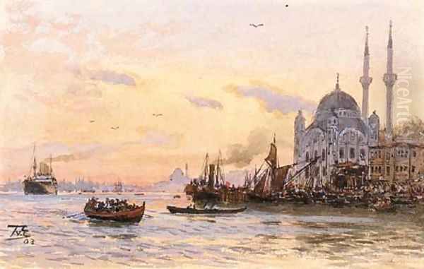 View of Constantinople Oil Painting by Themistocles Von Eckenbrecher