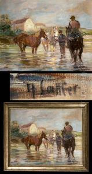 Signiert, Mittig Eine Kleine Ecke Oil Painting by Hermann Sattler