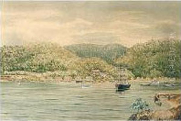 Corral Fishing Boats Off The Coast Of Cuba Oil Painting by Hubert Sattler