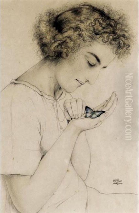 The Butterfly Oil Painting by Walter Sauer