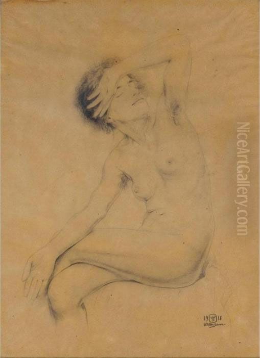 Female Nude Oil Painting by Walter Sauer