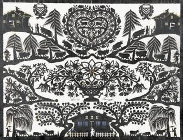 Alpenleben Oil Painting by Louis David Saugy