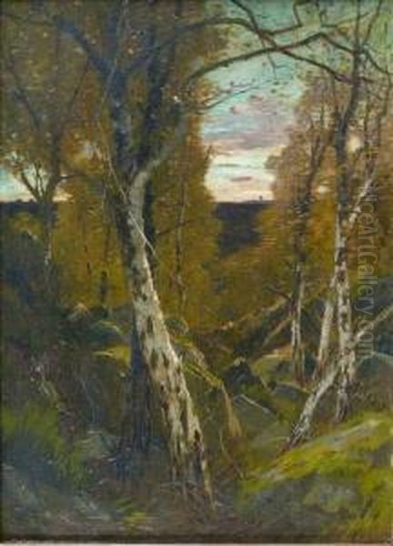 Sous-bois, Les Longs Rochers A Marlotte Oil Painting by Octave Alfred Saunier