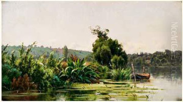 L'etang Oil Painting by Adrien Jacques Sauzay