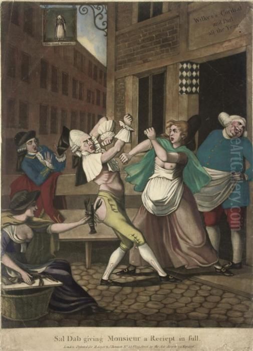 Sal Dab Giving Monsieur A Reciept In Full Oil Painting by Robert Sayer