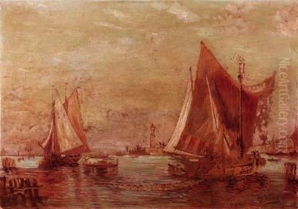 Barche In Laguna Oil Painting by Ferruccio Scattola