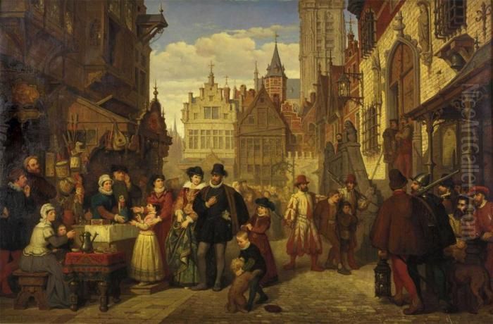 La Fete A Anvers Au Xvieme Siecle Oil Painting by Hendrik Frans Schaefels