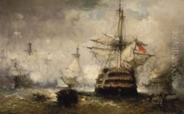 Zeeslag Oil Painting by Hendrik Frans Schaefels