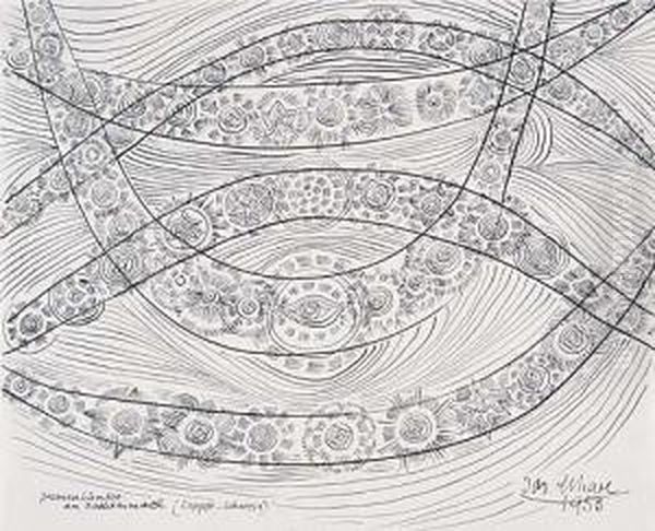 Slemenbander Am Nachtimmel (coppet-schweiz) Oil Painting by Josef Scharl