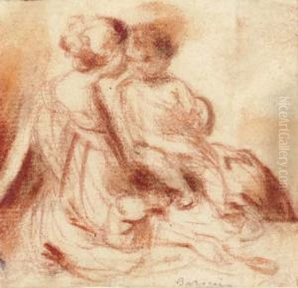 Une Femme Assise, Son Enfant Sur Ses Genoux Oil Painting by Bartolomeo Schedoni