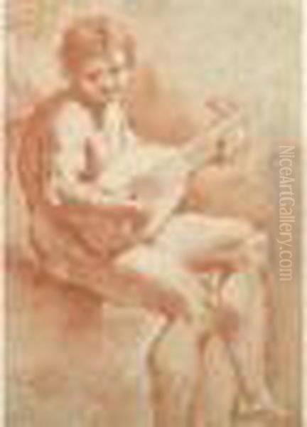 Jeune Homme Jouant De La Mandoline Oil Painting by Bartolomeo Schedoni