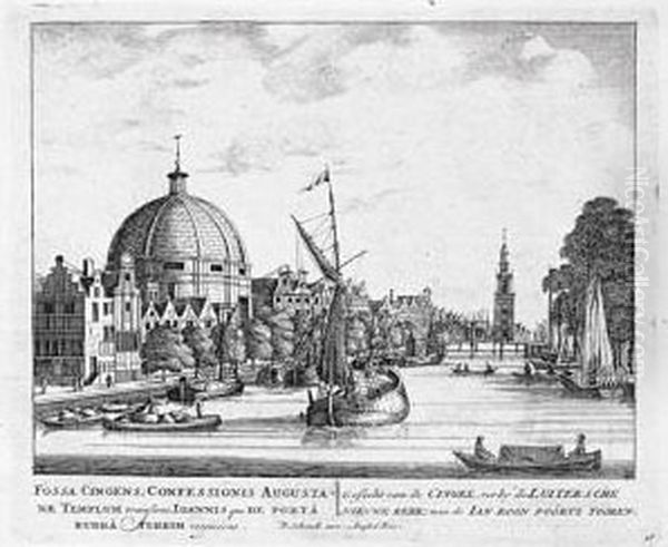 Afbeeldinge Der Voornaamste Gebouwen Van Amsterdam. 
Amsterdam: Barent Greve, S.d., [circa 1700] Oil Painting by Pieter I Schenck