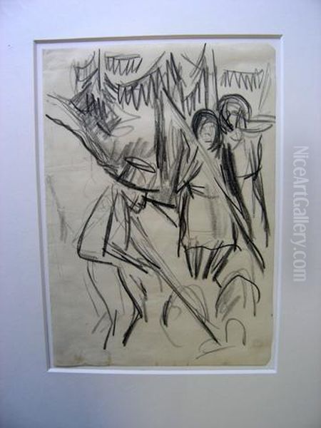 Heuernte In Davos Oil Painting by Hermann Scherer