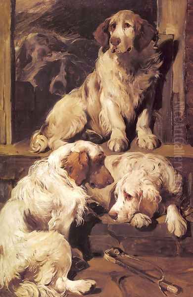 Clumber Spaniels Oil Painting by John Emms
