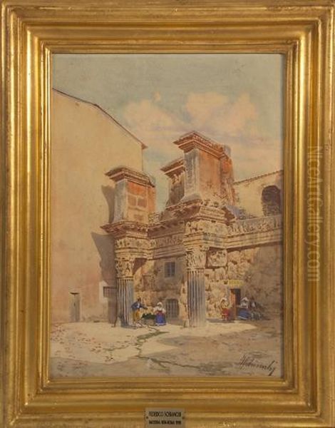 Il Tempio Di Minerva Nel Foro Di Nerva Oil Painting by Federico Schianchi