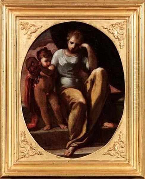 La Musa Melpomene Oil Painting by Andrea Meldolla Schiavone