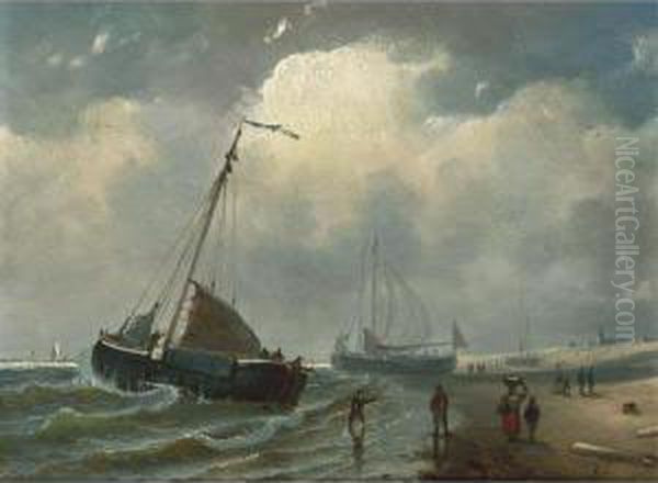 Bringing In The Catch Oil Painting by Petrus Paulus Schiedges