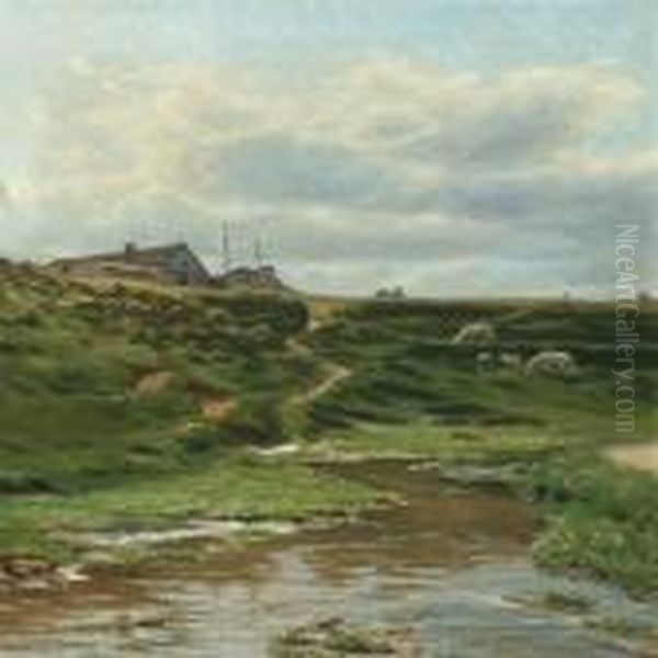 Landscape From Northern Jutland Oil Painting by Niels Frederik Schiottz-Jensen