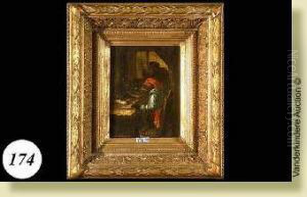 Chien Et Singes Anthropomorphes Jouant Aux Dominos Oil Painting by Joseph, Jos. Schippers