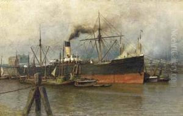 The 'goldberg' At The Rotterdam Docks Oil Painting by Piet Schipperus