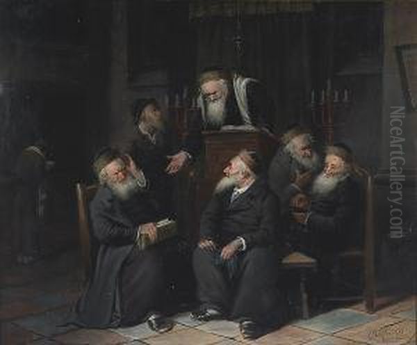 Ein Meinungsaustausch (an 
Exchange Of Views); Also A Companion Painting Attributed To The Same 
Hand Oil Painting by Carl Schleicher