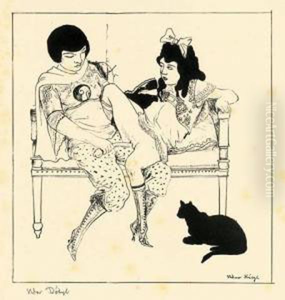 Freundinnen Oil Painting by Rudolf Schlichter