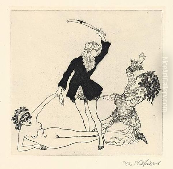 Haremswachter (hinrichtung) Oil Painting by Rudolf Schlichter