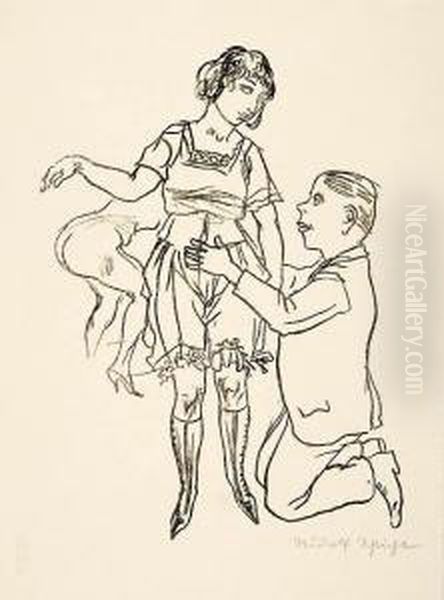 Der Brautigam (auch: Die Anbetung) Oil Painting by Rudolf Schlichter