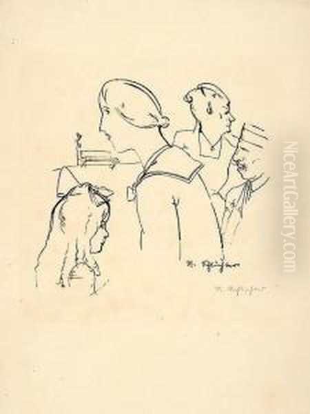 Spazierganger Oil Painting by Rudolf Schlichter